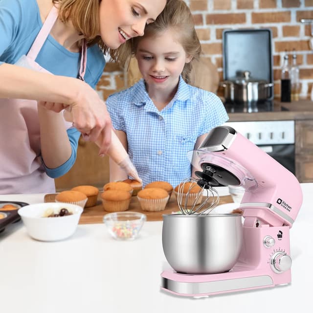 Detalle de Kitchen in the box Stand Mixer (3.2Qt) – Compact Electric Food Mixer with 6 Speeds, Tilt-Head, Dough Hook, Whisk, Flat Beater (Pink)