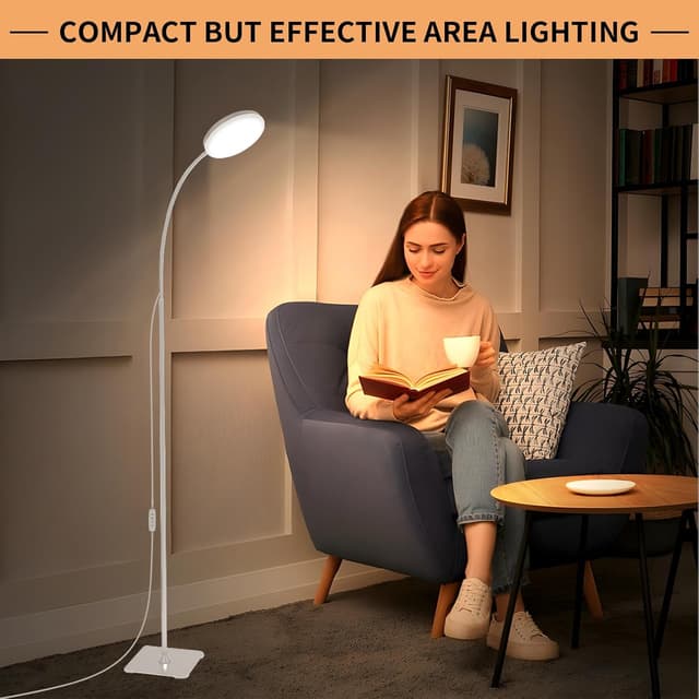 Detalle de Mojimdo Stehlampe: schlanke LED-Leselampe mit 3 Farben, 10 Helligkeiten und Dimmfunktion