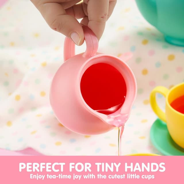 Detalle de JOYIN Pretend Play Tea Party Set (18 pcs) BPA & PVC-free plastic tea set