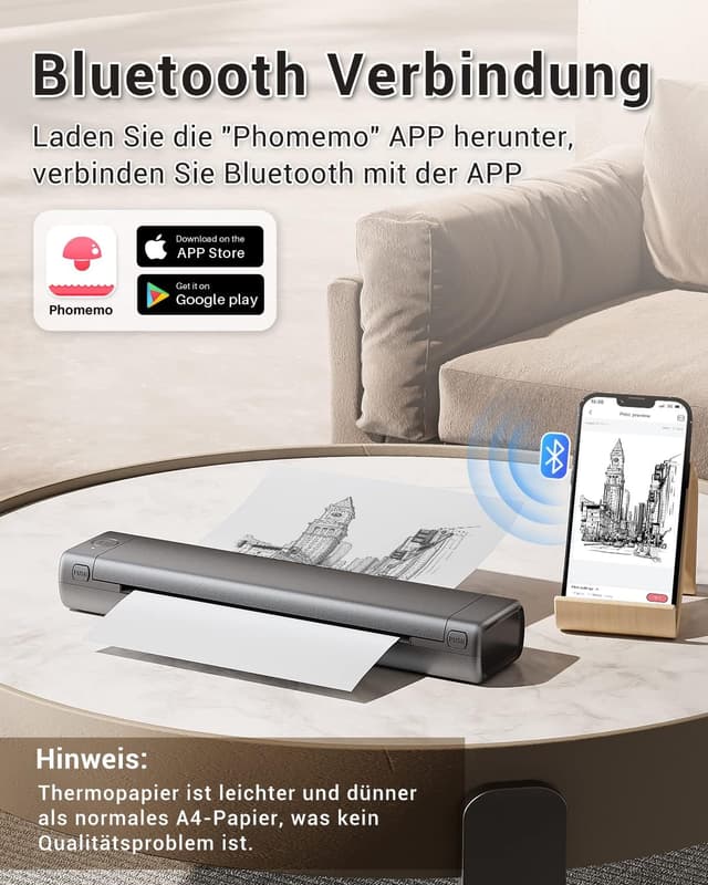 Thumbnail 1 de Phomemo M08F stampante portatile Bluetooth A4