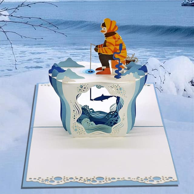 Detalle 2 de CUT POPUP Ice Fishing Father’s Day Pop-Up Card for Men, 3D Greeting Card for Him (US8-OC148UK)