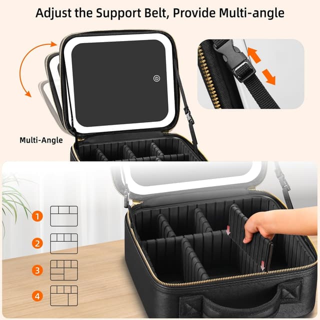 Thumbnail 4 de Travel Makeup Bag Lighted Mirror 23x20cm