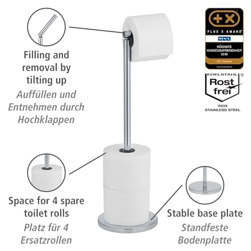 Thumbnail 1 de WENKO Portarrollos de pie 2 en 1 acero inox 🌟