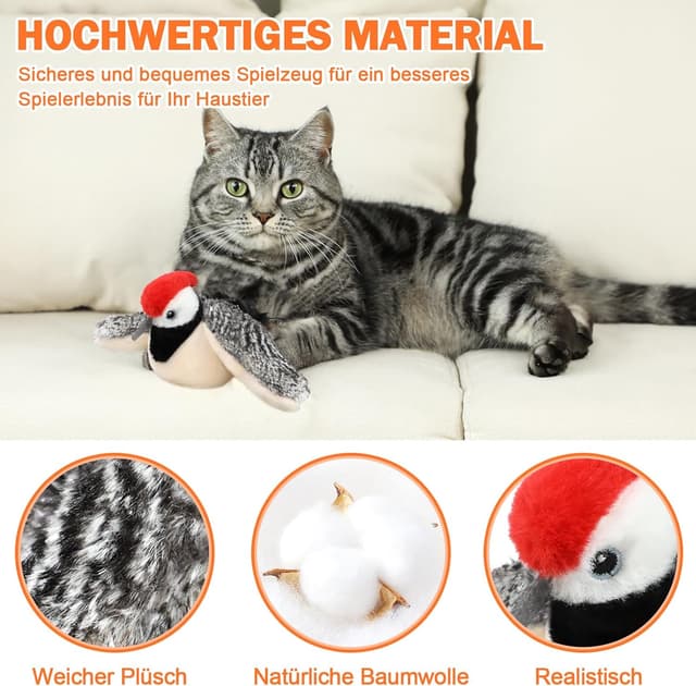 Detalle 2 de Nepfaivy Elektrisches Katzenspielzeug Vogel