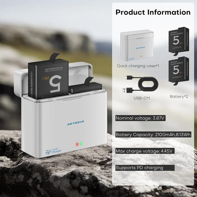 Thumbnail 6 de REYGEAK Akku Ladebox 2100 mAh für DJI Osmo Action