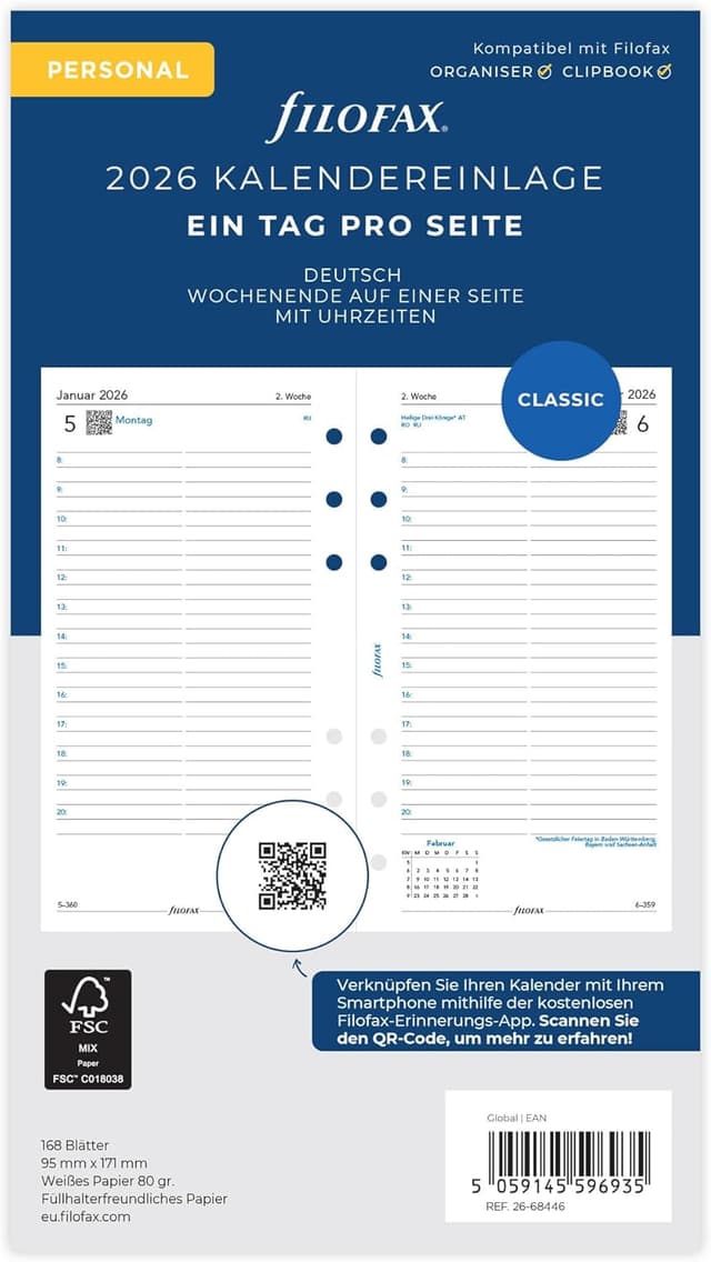 Detalle de Filofax Kalender Personal 1 Tag pro Seite 2026 đź“…