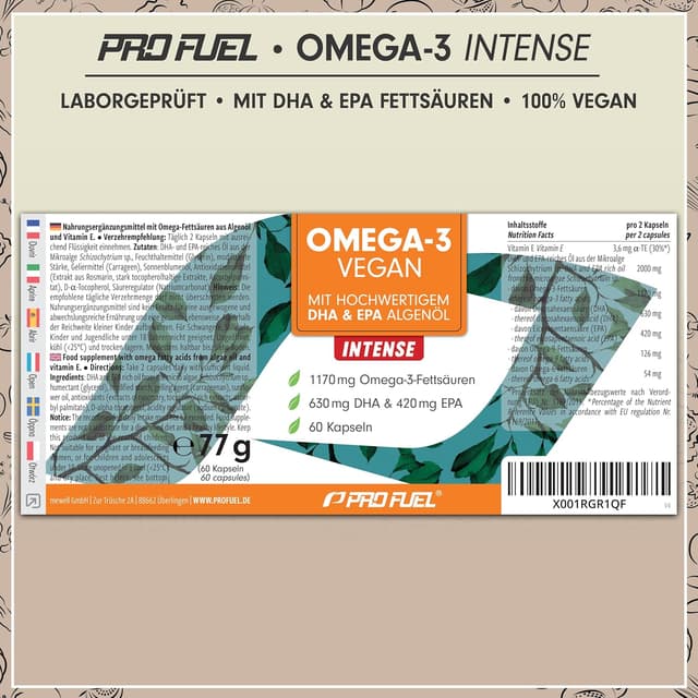 Thumbnail 5 de Omega-3 FORTE 60 Kapseln mit 2000 mg Algenöl ⚡