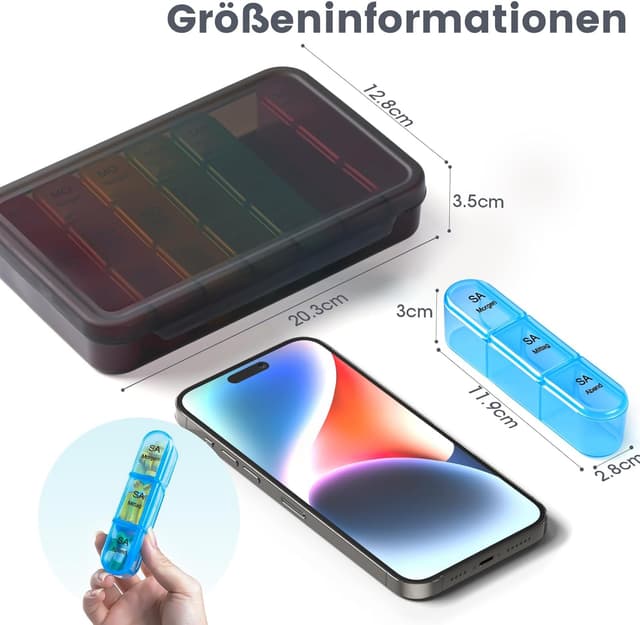 Thumbnail 5 de Daviky Tablettenbox 7 Tage 3 Fächer 20,3×12,8×3,5 cm