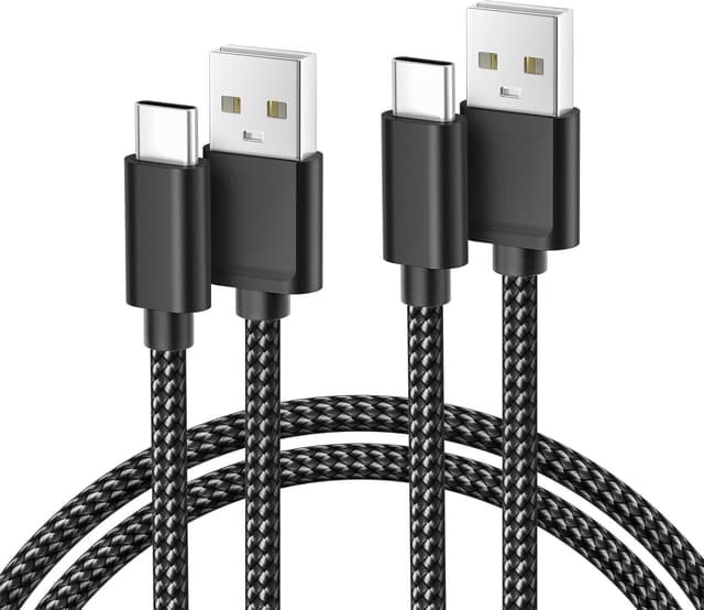 Detalle de Basesailor Ladekabel USB-A auf USB-C für iPhone 17, PS5-Controller & USB-C-Geräte (2er Set, 2 m) – Schwarz