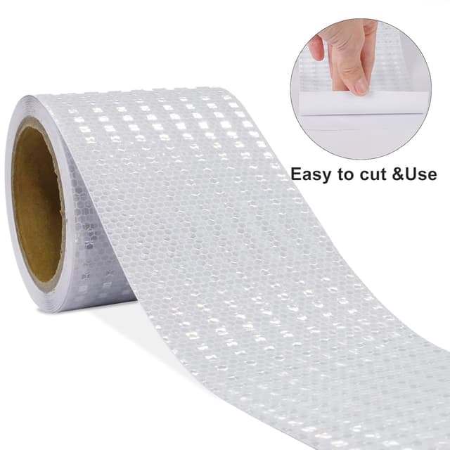 Detalle 2 de XFXIA Nastro riflettente adesivo bianco 10 cm × 10 m per auto, moto, bici e attività notturna