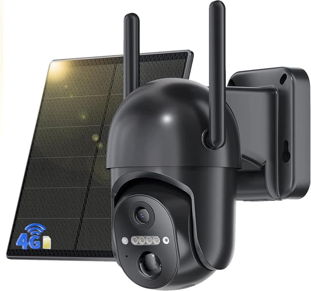 Detalle de NUASI 4G LTE Solar-Überwachungskamera für außen mit Akku, SIM-Karte & PIR (2K, ohne WLAN, PTZ)