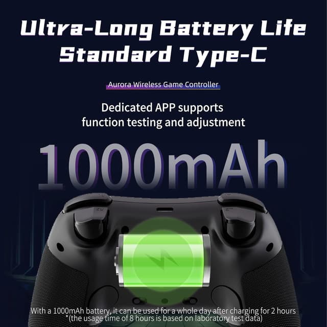 Detalle 2 de AceGamer Aurora 2.4G: mando inalámbrico con joystick Hall y gatillos lineales para PC, Switch y más
