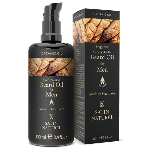 Detalle de Satin Naturel BIO Bartöl kaltgepresst 100 ml – Premium Bartpflege für Herren