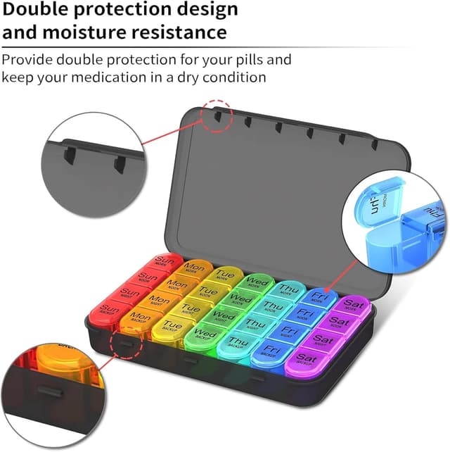 Thumbnail 2 de Betife Weekly Pill Box 7‑Day, 4‑Compartment organiser 💊