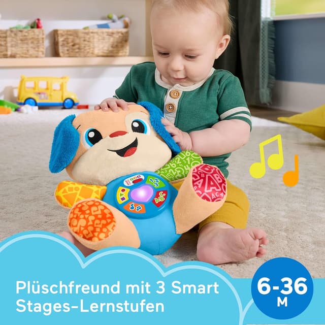Detalle de Fisher-Price musikalischer Lernspaß Smart Stages Hündchen (JFD20) – Plüschspielzeug ab 6 Monaten