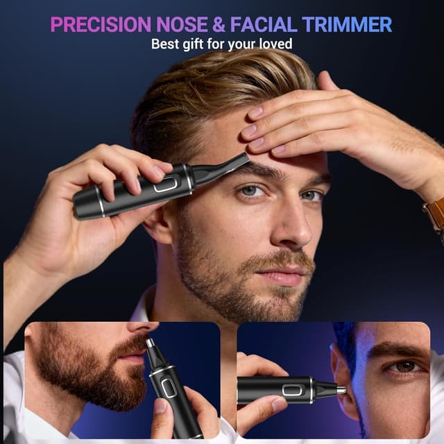 Detalle 2 de AREYZIN Nose Hair Trimmer for Men (Rechargeable 2-in-1 Ear & Nose Groomer, IPX7) — Black