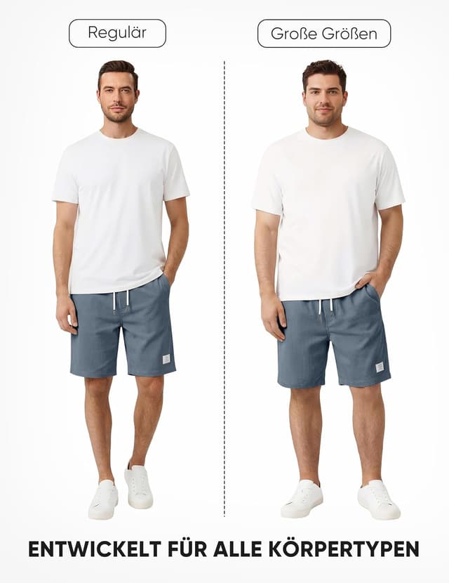 Detalle de JMIERR Corduroy Shorts Herren – Sommer-Freizeit-Shorts mit Leinen-Stretch, elastischem Bund und Taschen