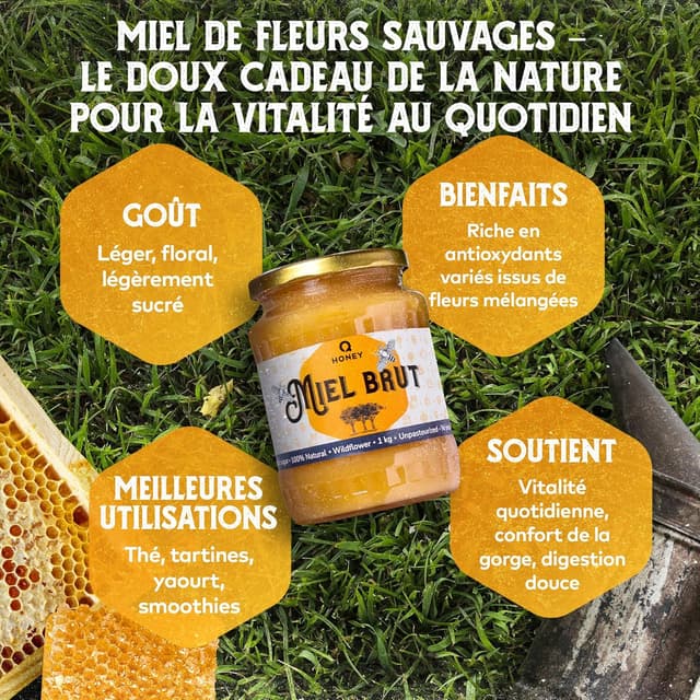 Thumbnail 4 de Miel brut de fleurs sauvages 1kg đŻ