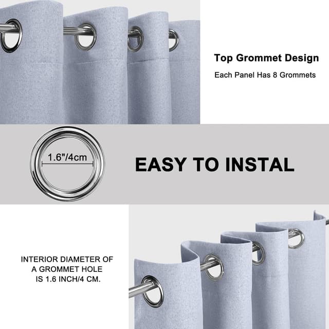 Thumbnail 4 de YSTELLAA Rideau occultant Lot de 2 Gris clair