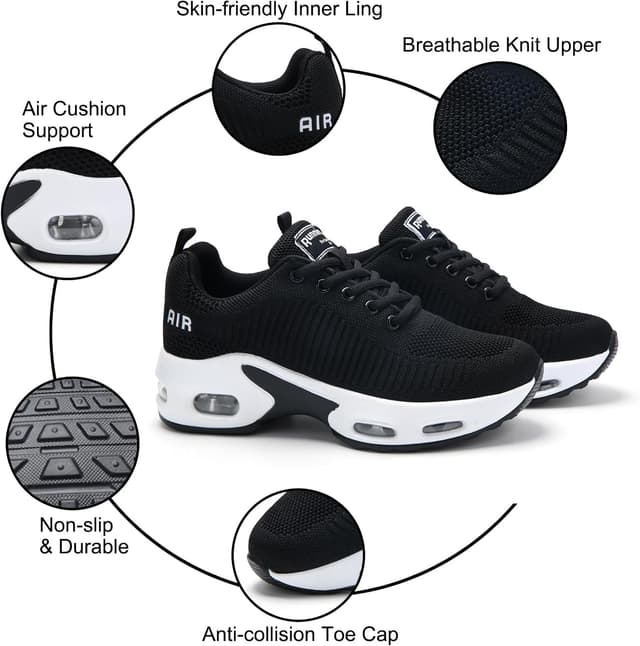 Detalle 2 de Womens Trainers Arch Support Comfort Mesh Running Shoes with Memory Foam Insole