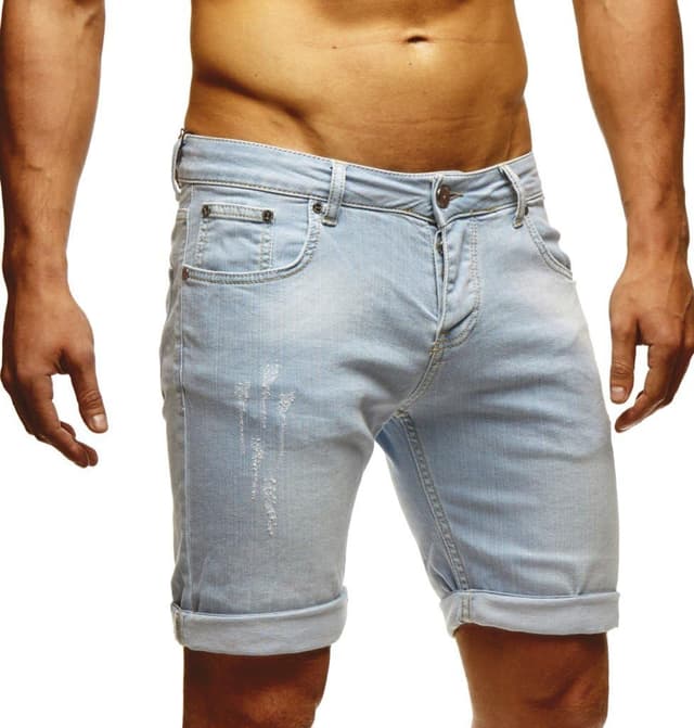Detalle 2 de Leif Nelson LN1397 – Jeans short homme blanc en denim, coupe slim fit