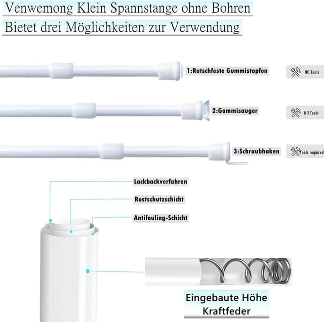 Thumbnail 2 de Tringle Rideau Extensible 45-60 cm sans perçage