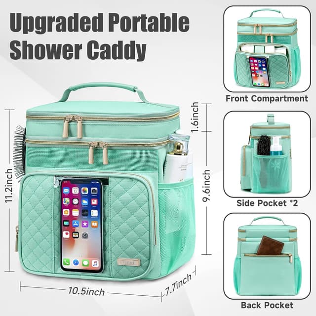 Detalle 2 de Tealari Large Toiletry Bag Shower Caddy with Hanging Hook & Transparent Waterproof Phone Pocket