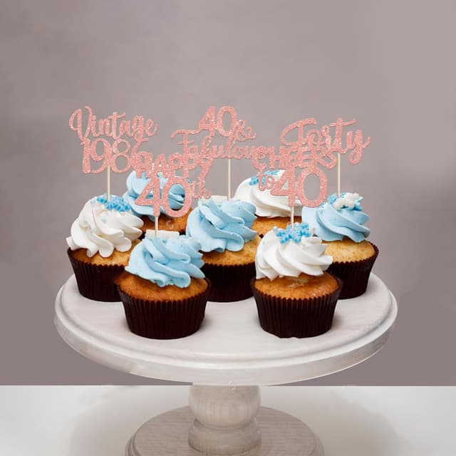 Detalle 2 de Cupcake Toppers Glitzer Vintage 40