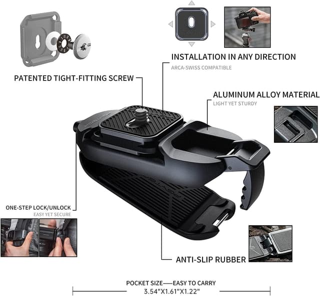Detalle 2 de PGYTECH Beetle Camera Clip 1 plate