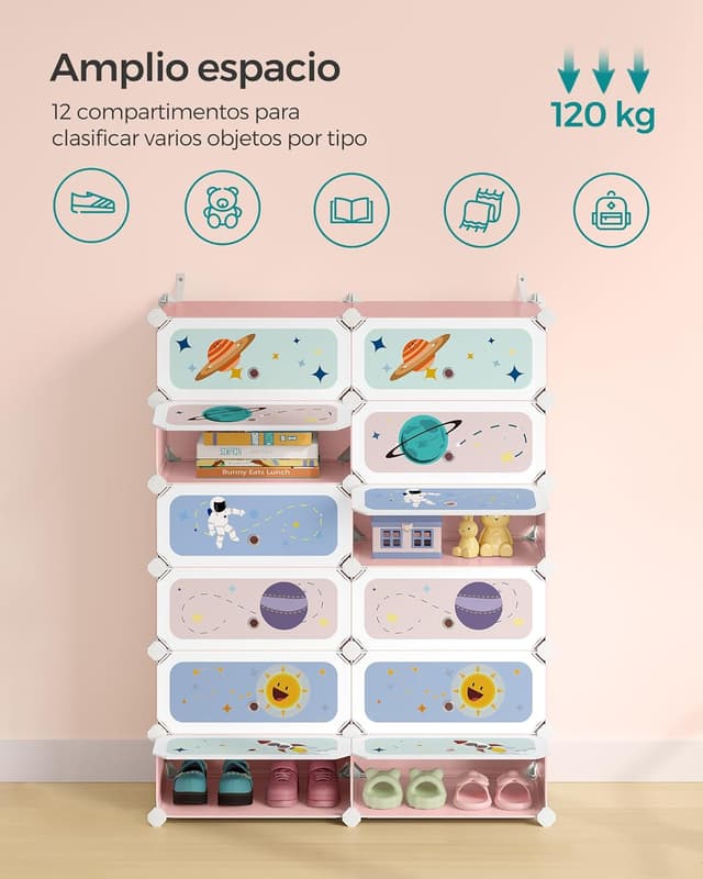 Thumbnail 6 de SONGMICS Estantería Infantil Modular 12 Cubos 🌸 Ropa y Juguetes