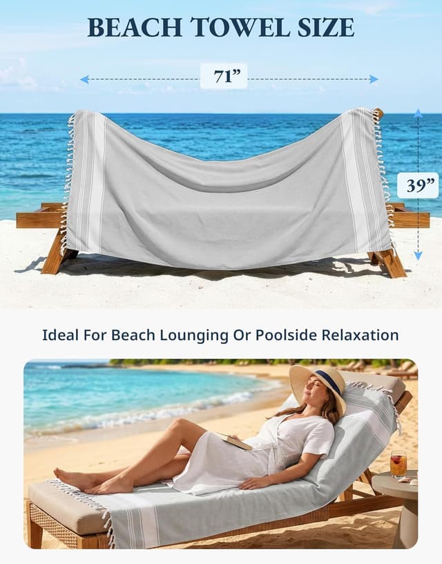 Detalle de Lane Linen Beach Towels 39x71