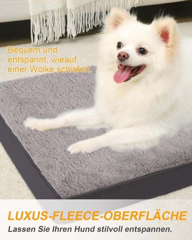 Detalle de KSIIA Orthopädisches Hundebett für mittelgroße Hunde (75 x 47 cm) – waschbar, doppelseitig und mit abnehmbarer Decke, dunkelgrau