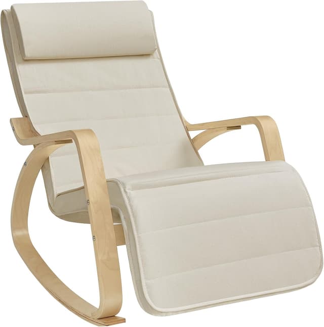 Imagen de SONGMICS Silla Mecedora beige 150 kg en OfertitasTOP