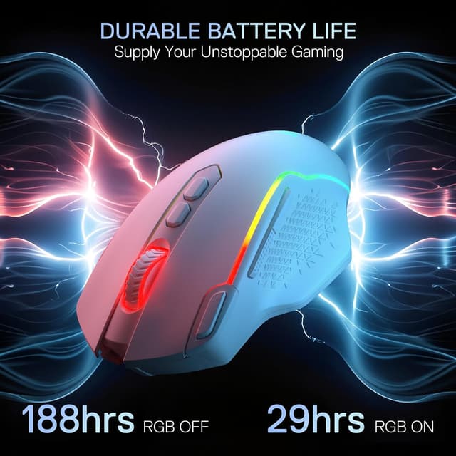 Detalle 2 de Redragon M810 MAX 3-Modi Wireless Gaming Maus (12000 DPI, RGB, Rapid Fire, 8 Makrotasten)