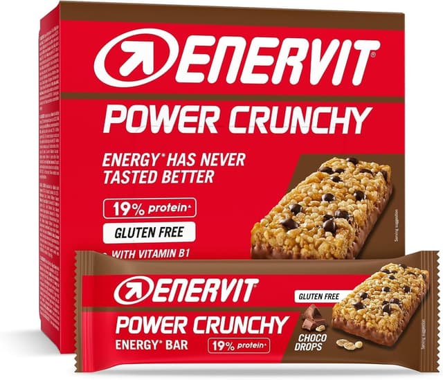 Detalle de Enervit Power Crunchy Choco Drops – Energieriegel mit Zartbitterschokolade, glutenfrei