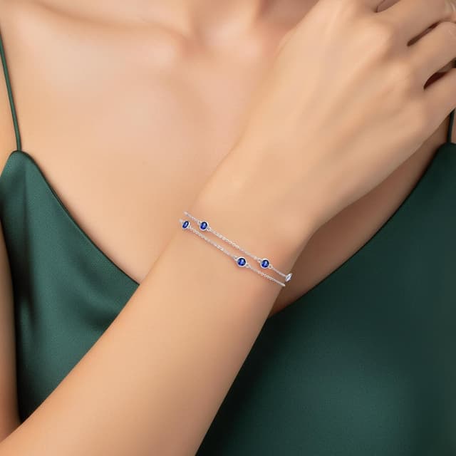 Detalle 2 de LOUISA SECRET Pferdeaugen-Armband Damen aus 925 Sterling Silber mit Zirkonia, verstellbar