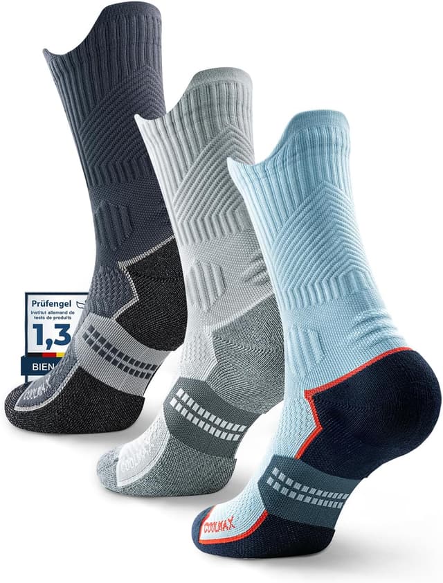 Detalle de Chaussettes de course Juclise en bambou Coolmax avec compression dégressive 15–20 mmHg (homme)