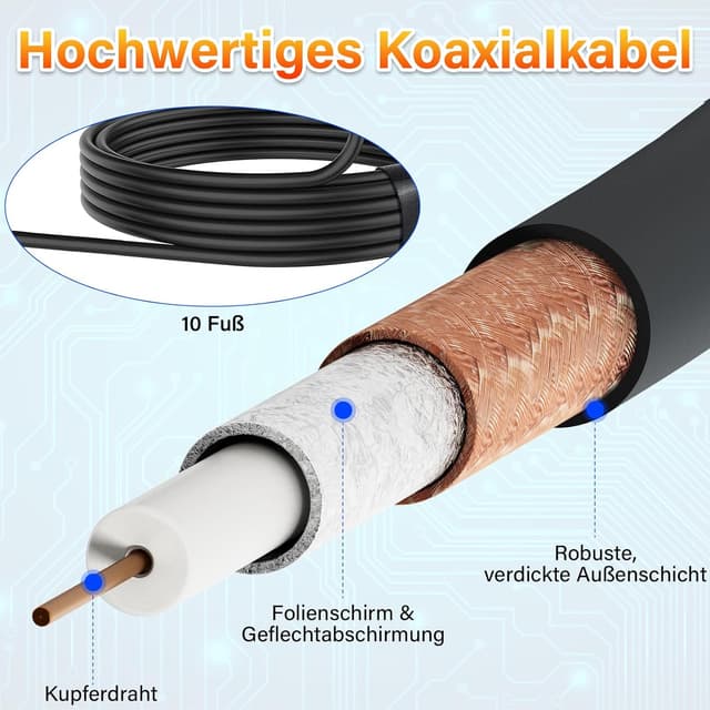 Thumbnail 4 de DVBT2 Zimmerantenne 2,5 m Kabel