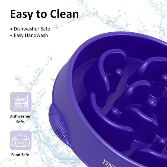 Thumbnail 6 de YINEYA Slow Feeder Dog Bowl (Large Breed) – Purple labyrinth anti-gulp design