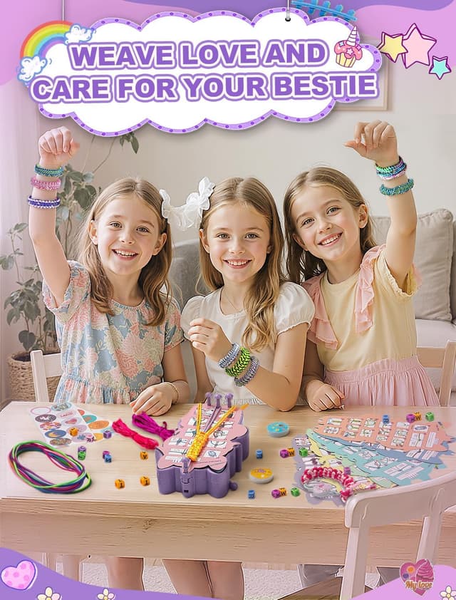 Detalle 2 de AONTESS Friendship Bracelet Making Kit (Purple) – DIY craft set for girls aged 8–12