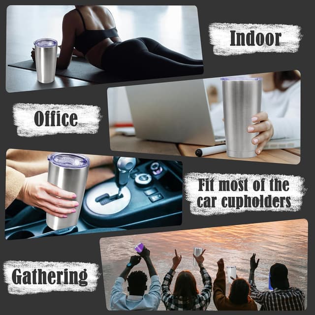 Detalle 2 de AEPDTD 20 oz Coffee Travel Tumbler (Stainless Steel Double-Wall Vacuum) with Lid — 8-Pack