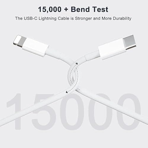 Detalle 1 de UWECAN Cargador USB-C Dual de 20W con cable Lightning (2 m + 1 m) para iPhone carga rápida