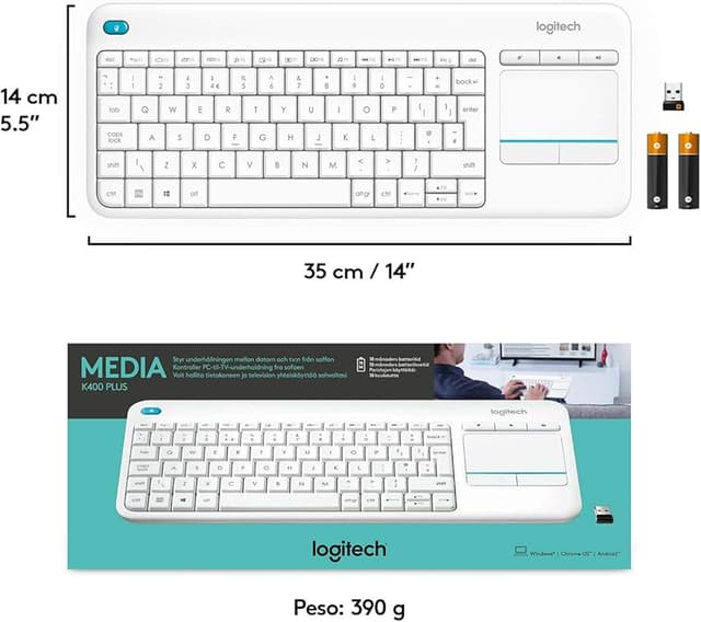 Detalle 2 de Logitech K400 Plus teclado 18 meses batería