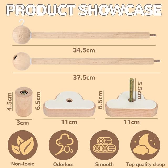 Detalle de Farerkass Baby Mobile Halterung mit Holzarm