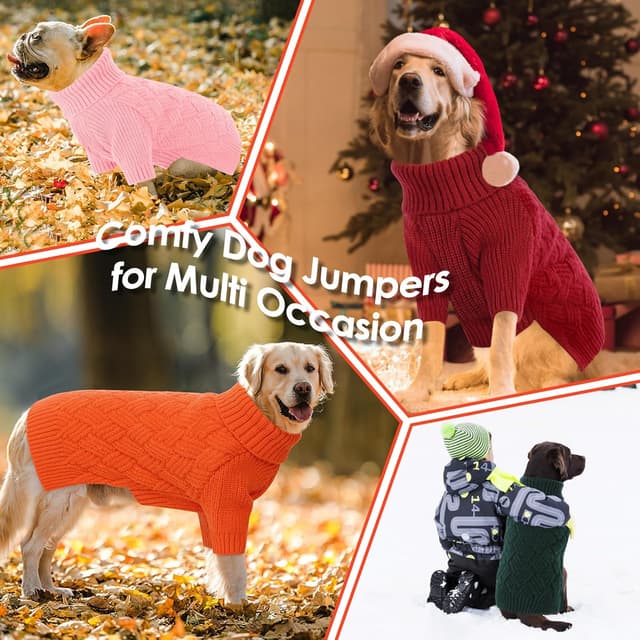 Thumbnail 6 de AOFITEE Dog Jumper (Orange L) – warm, stretchy knitwear turtleneck for winter