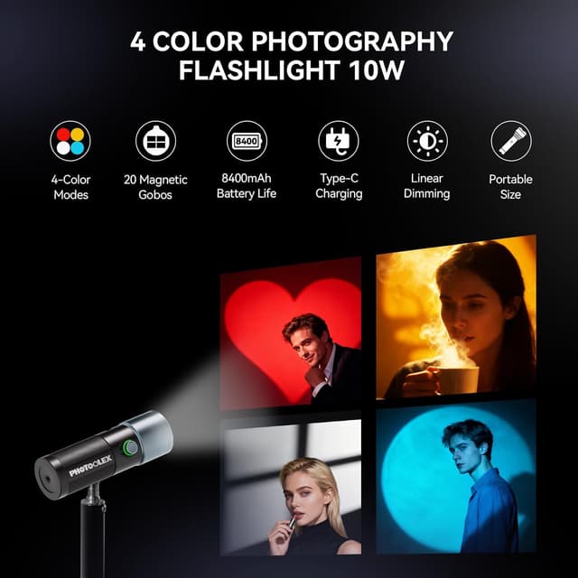 Detalle 2 de PHOTOOLEX LED Taschenlampe Fotografie 10 W