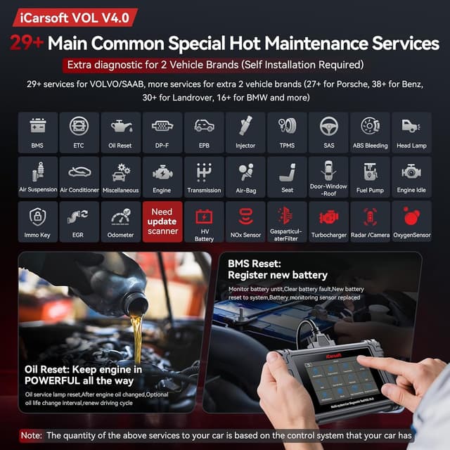 Detalle 2 de iCarsoft VOL V4.0 bidirectional diagnostic scan tool for Volvo/SAAB (OBD2) with Auto VIN