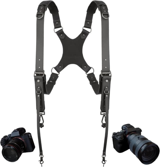 Detalle de 4J LEDR Dual Shoulder Leather Camera Strap Harness (Quick Release) for 1 or 2 Cameras