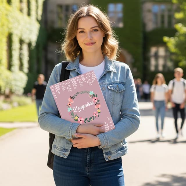 Thumbnail 6 de Zeugnismappe A4 mit 40 Klarsichthüllen – Dokumentenmappe für Grundschule (Kranzmuster)