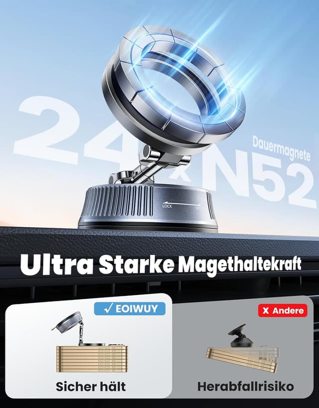 Detalle de EOIWUY Handyhalterung Auto Magnet mit Vakuum-Saugnapf für MagSafe – 360° drehbar